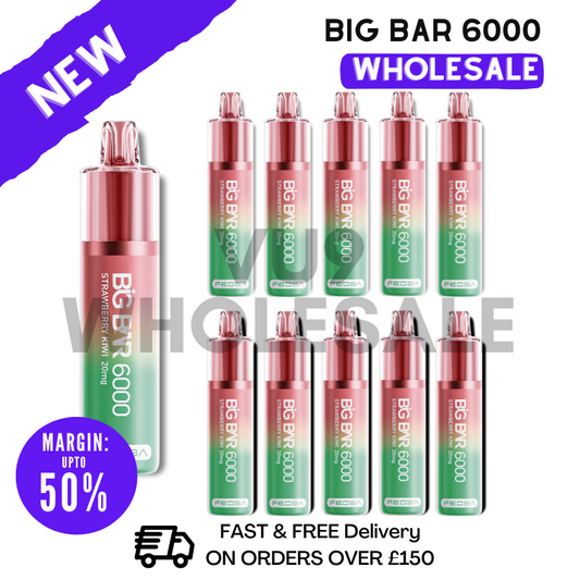 Strawberry Raspberry Cherry ICE Feoba Pro Big Bar 6000 Puff 6K Bulk Buy Box Of 10