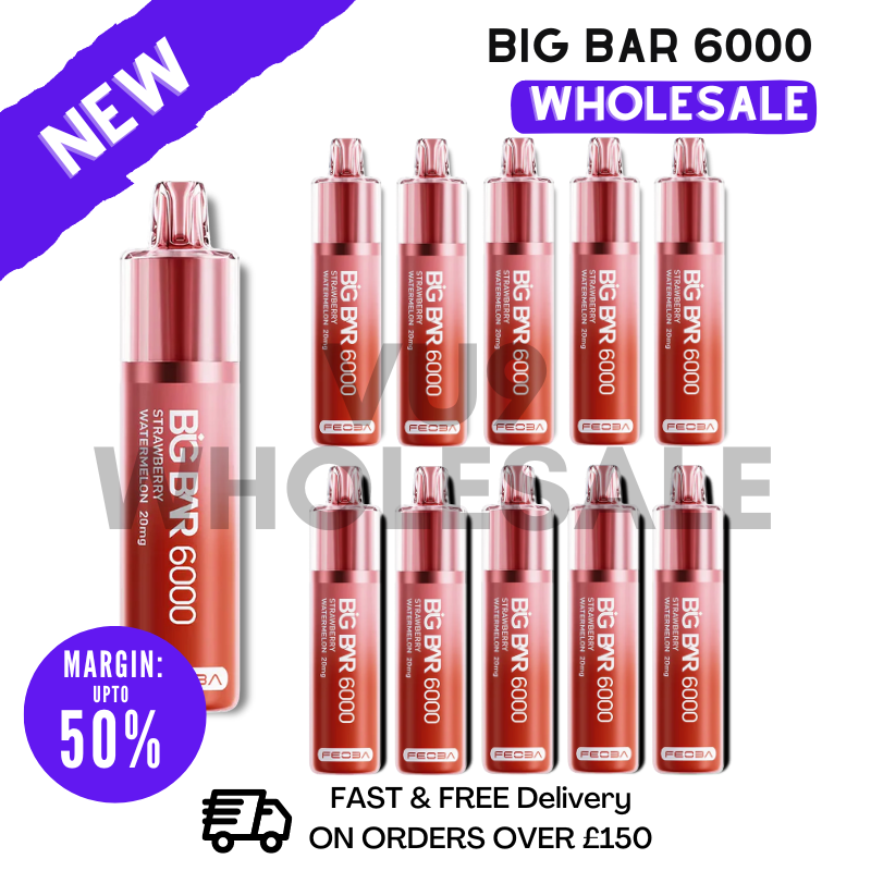 Strawberry Watermelon Feoba Pro Big Bar 6000 Puff 6K Bulk Buy Box Of 10