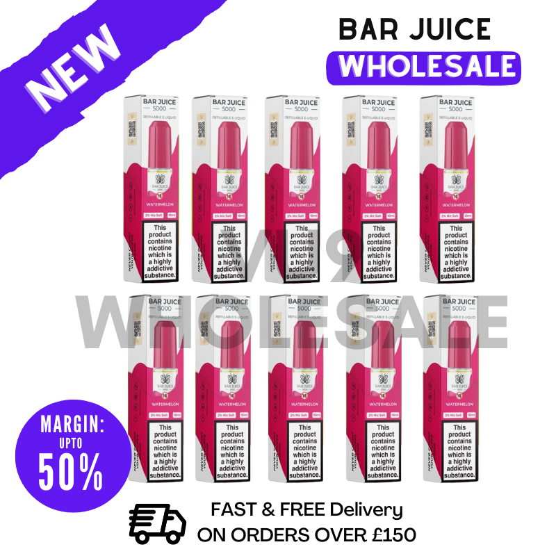 Shop Watermelon Bar Juice 5000 Nic Salt Box Of 10 - VU9 Wholesale