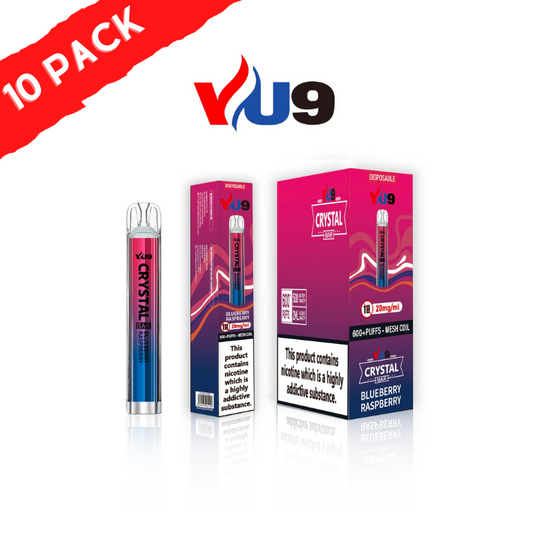 VU9 Crystal Bar VAPE 10 Pack Multipack 600 Puff Device Bulk Wholesale