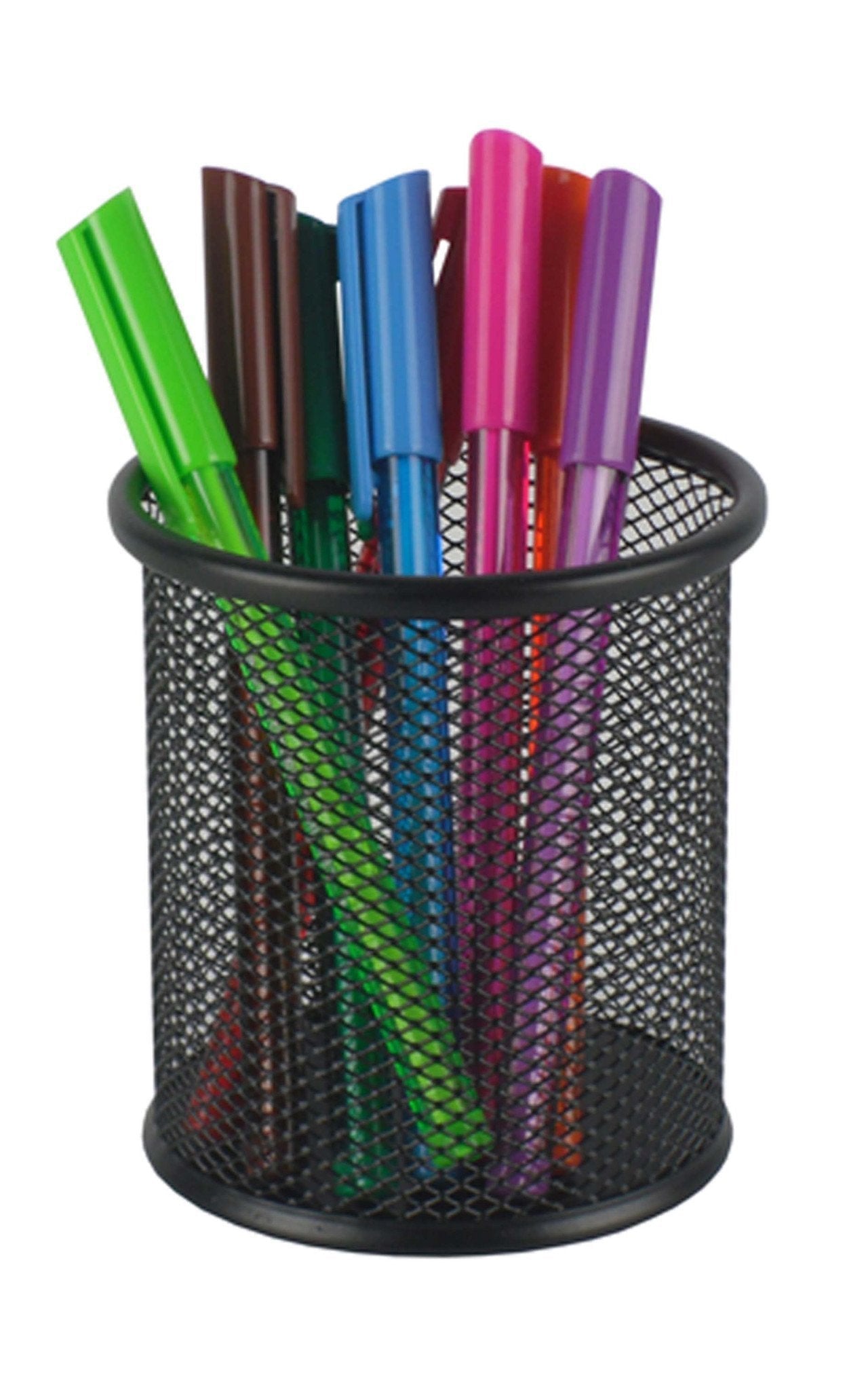 Metal Mesh Desk Pen Holder Black Silver 0013 (Parcel Rate)