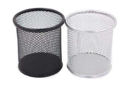 Metal Mesh Desk Pen Holder Black Silver 0013 (Parcel Rate)