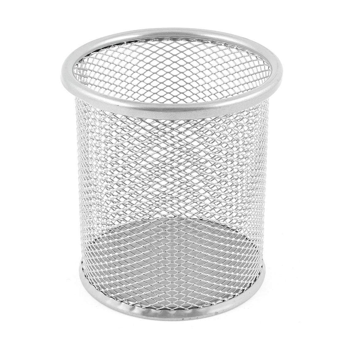 Metal Mesh Desk Pen Holder Black Silver 0013 (Parcel Rate)