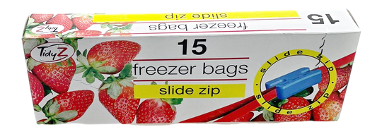Pack Of 15 Slide Lock Seal Freezer Bags 20.3cm x 17.8cm Home Kitchen 0176 (Parcel Rate)