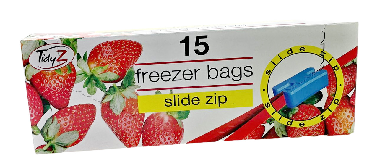 Pack Of 15 Slide Lock Seal Freezer Bags 20.3cm x 17.8cm Home Kitchen 0176 (Parcel Rate)