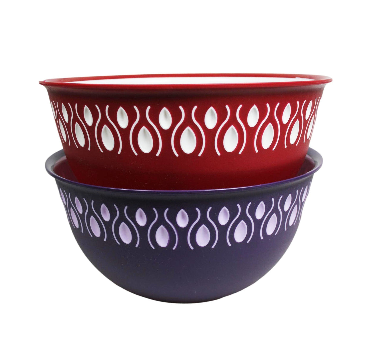 Kitchen Food Bowl with Pattern Design Plastic 24cm x 13cm Assorted Colours BNM0292 (Parcel Rate)