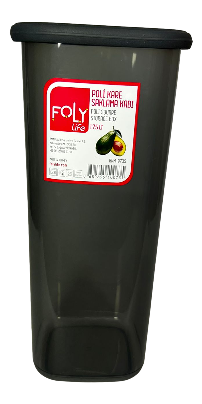 Poli Square Food Storage Container 1.75 Litre 24.5 x 10 x 10 cm BNM0735 (Parcel Rate)