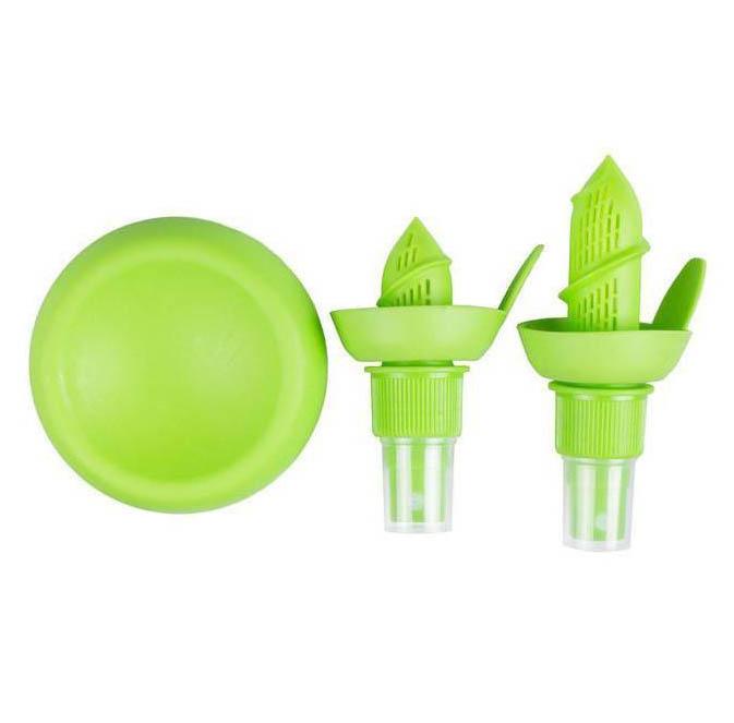 New Quirky Citrus Silicone Plastic Nozzle Spray Stem Juice Sprayer Yellow/Green 3 Piece 1039 (Parcel Rate)
