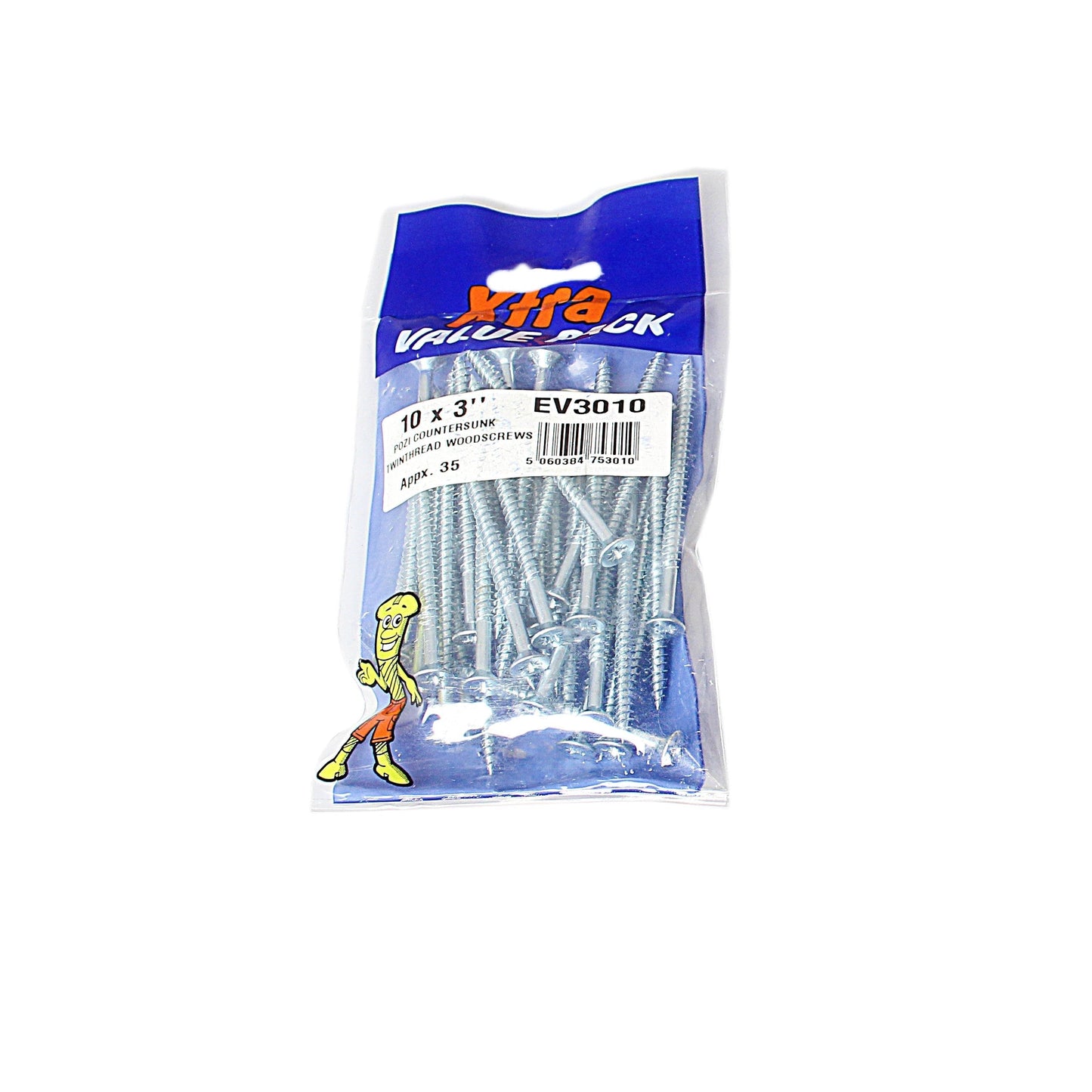 10 x 3 Pozi Countersunk Hardened Twin Thread Wood Screws Zinc Plated 35 Pack 1642 (Large Letter Rate)