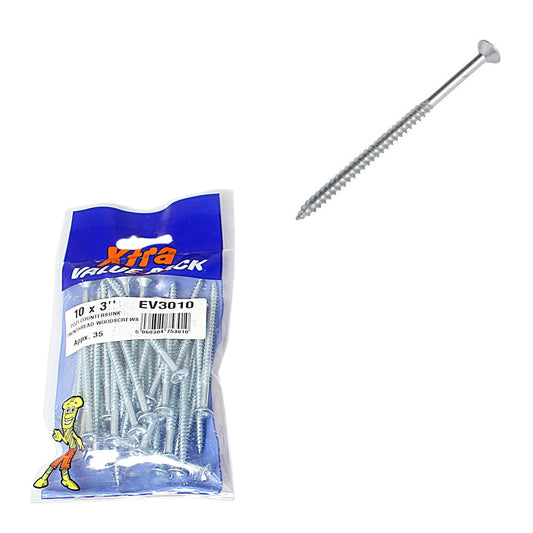 10 x 3 Pozi Countersunk Hardened Twin Thread Wood Screws Zinc Plated 35 Pack 1642 (Large Letter Rate)