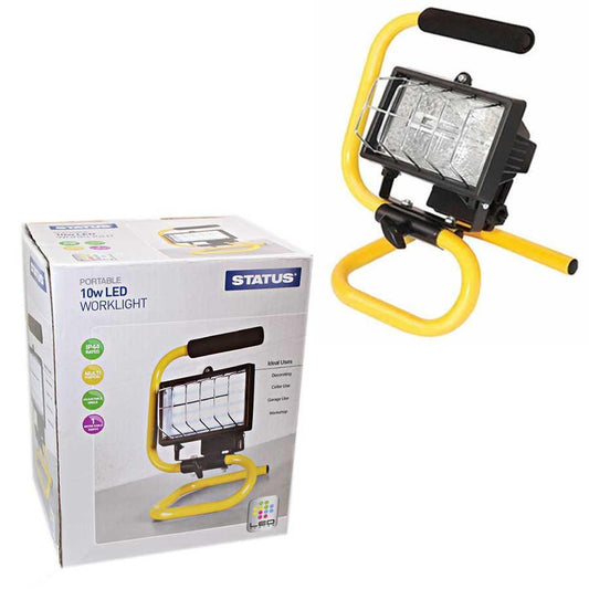Status 10w LED Work Light With Metal Frame Black & Yellow 1 Metre Cable Plug Diy 6630 (Parcel Rate)