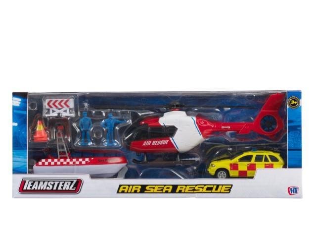 Teamsterz Air Sea Rescue Set Helicopter Speed Boat Jeep Car Toy Age 3   6502 (Parcel Rate)