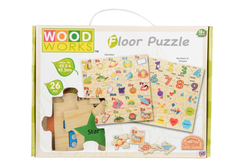 Wood Works Childrens Floor Puzzle Educating Kids Puzzle 26 Pack 2341 (Parcel Rate)