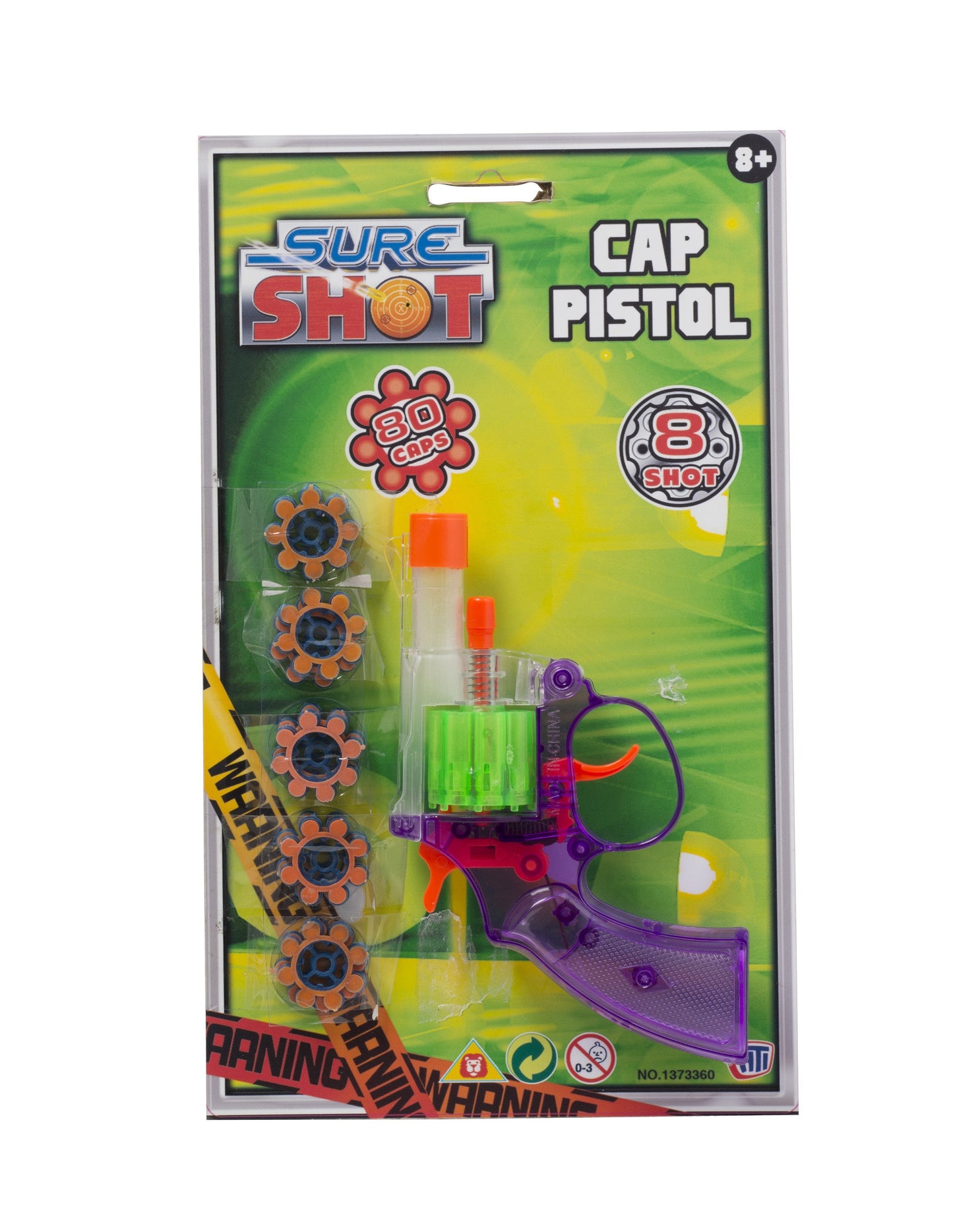 Sure Shot Kids 8 Shot Cap Pistol Toy Reload Action 80 Caps 3601 (Parcel Rate)
