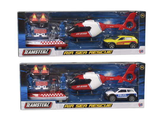 Teamsterz Air Sea Rescue Play Toy Game Helicopter Rescue Boat Rescue Jeep Set 6241 (Parcel Rate)