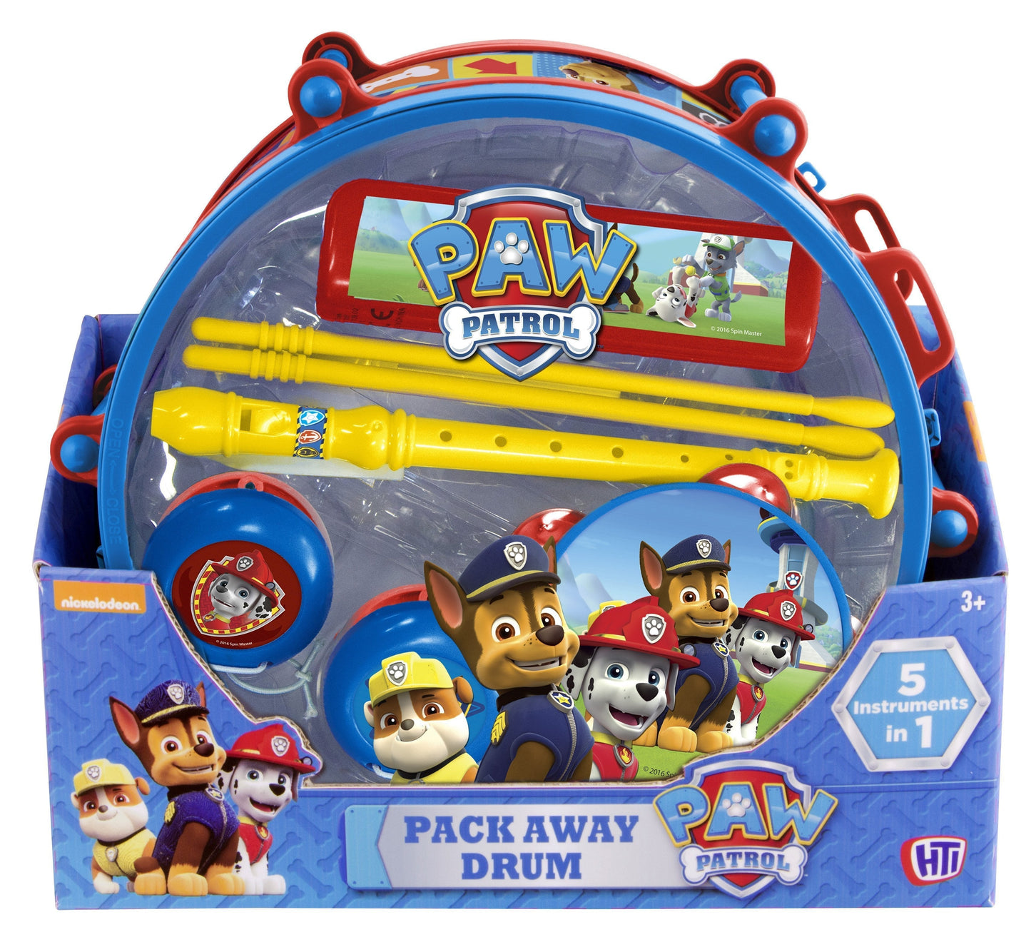 Paw Patrol Pack Away Drum Set 4 Kids Musical Instruments Packs into the Drum 7541 (Parcel Rate)