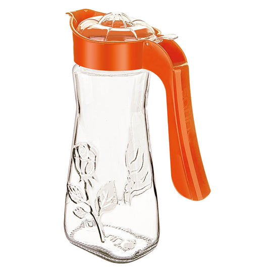 1.50 Litre Embossed Glass Jug With Lid And Handle S123 (Parcel Rate)