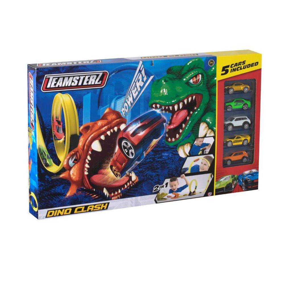 Teamsterz Dino Clash 2 In 1 Playset With 5 Cars 4401 (Parcel Rate)