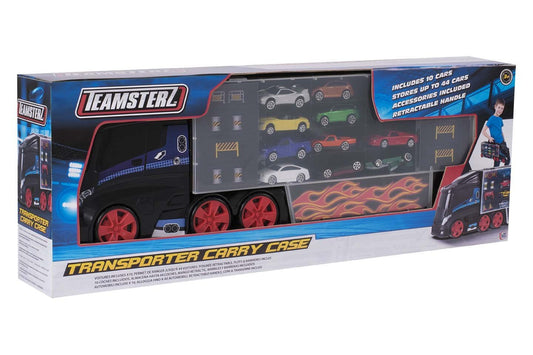 Teamsterz Car Truck Transporter Carry Case Includes 10 Cars  4481 (Parcel Rate)