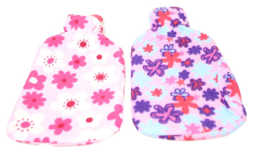 IIGEurope Hot Water Bottle with Fleece Cover 2 Litre 33 cm Assorted Designs and Colours WT2 (Parcel Rate)