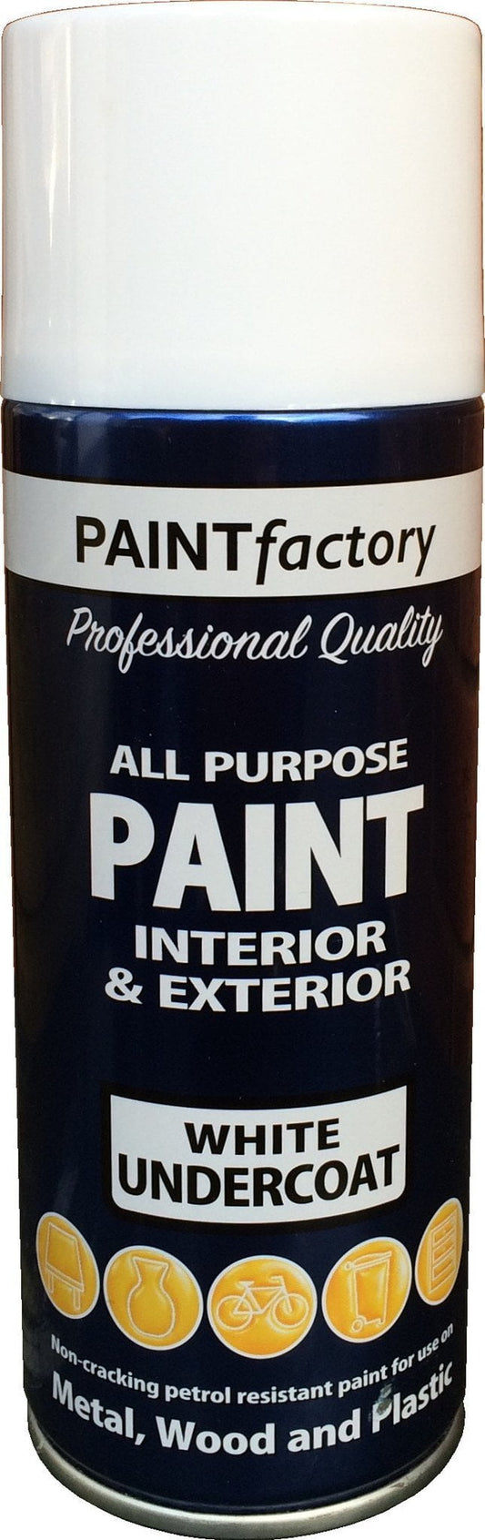 Paint Factory All Purpose White Undercoat Spray 400ml 1734 (Parcel Rate)