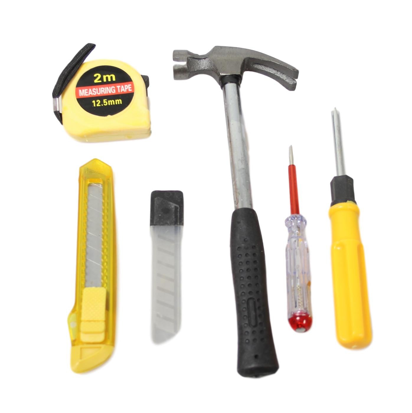 6 Pack DIY Building Essentials Tool Set Indoor Outdoor Measuring Cutting Tools 1909 (Parcel Rate)
