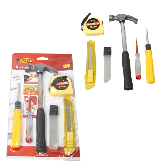 6 Pack DIY Building Essentials Tool Set Indoor Outdoor Measuring Cutting Tools 1909 (Parcel Rate)