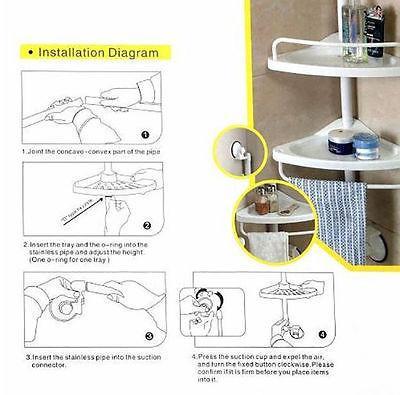 Corner kitchen & Bathroom Super Suction Cup Adjustable 2 Tier Corner Shelf 1907 (Parcel Rate)