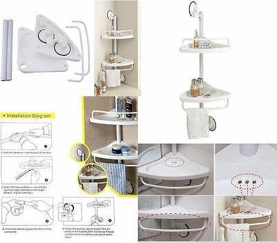 Corner kitchen & Bathroom Super Suction Cup Adjustable 2 Tier Corner Shelf 1907 (Parcel Rate)