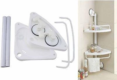 Corner kitchen & Bathroom Super Suction Cup Adjustable 2 Tier Corner Shelf 1907 (Parcel Rate)