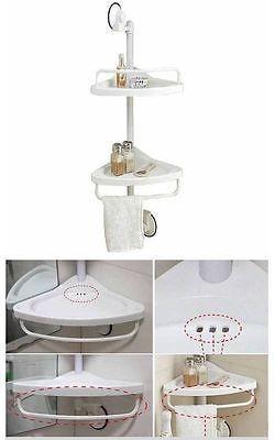 Corner kitchen & Bathroom Super Suction Cup Adjustable 2 Tier Corner Shelf 1907 (Parcel Rate)