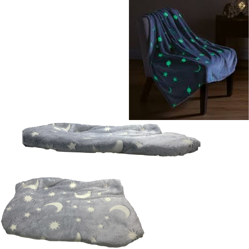 Magic Glow In The Dark Blanket Pink / Grey 6660 (Parcel Rate)