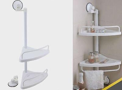 Corner kitchen & Bathroom Super Suction Cup Adjustable 2 Tier Corner Shelf 1907 (Parcel Rate)