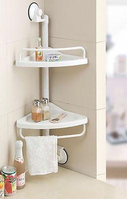 Corner kitchen & Bathroom Super Suction Cup Adjustable 2 Tier Corner Shelf 1907 (Parcel Rate)