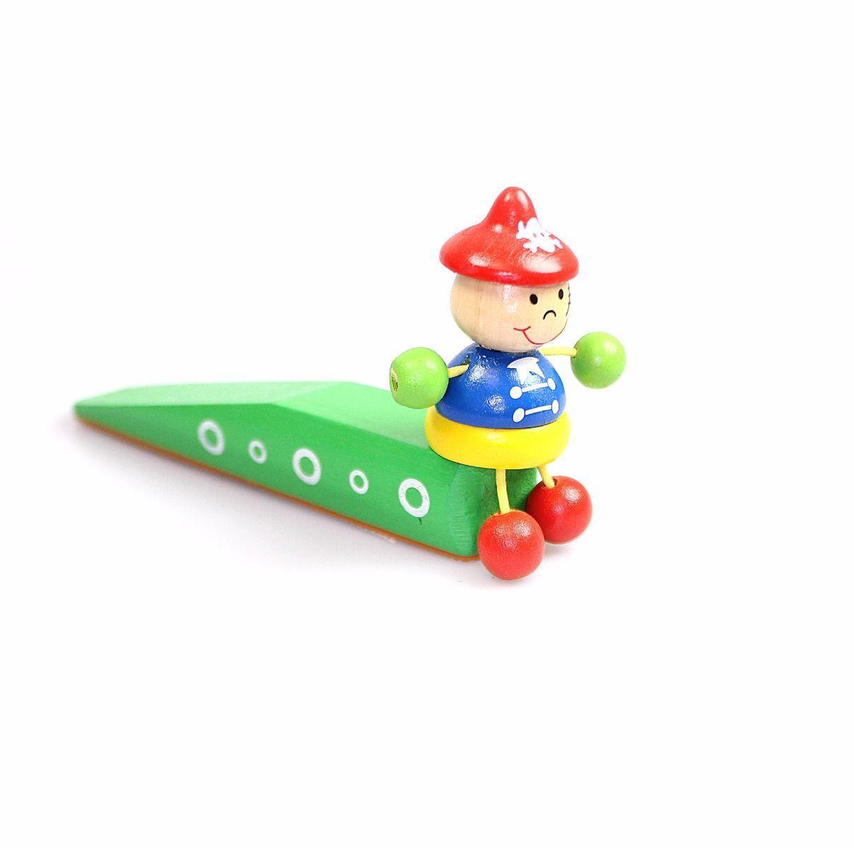 Hand Painted Wooden Pirate Childrens Door Stop Rubber Grip CE Approved 5087 (Parcel Rate)