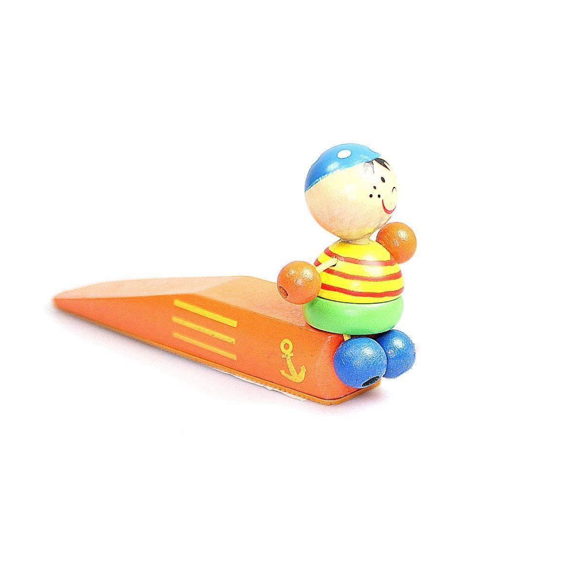 Hand Painted Wooden Pirate Childrens Door Stop Rubber Grip CE Approved 5087 (Parcel Rate)