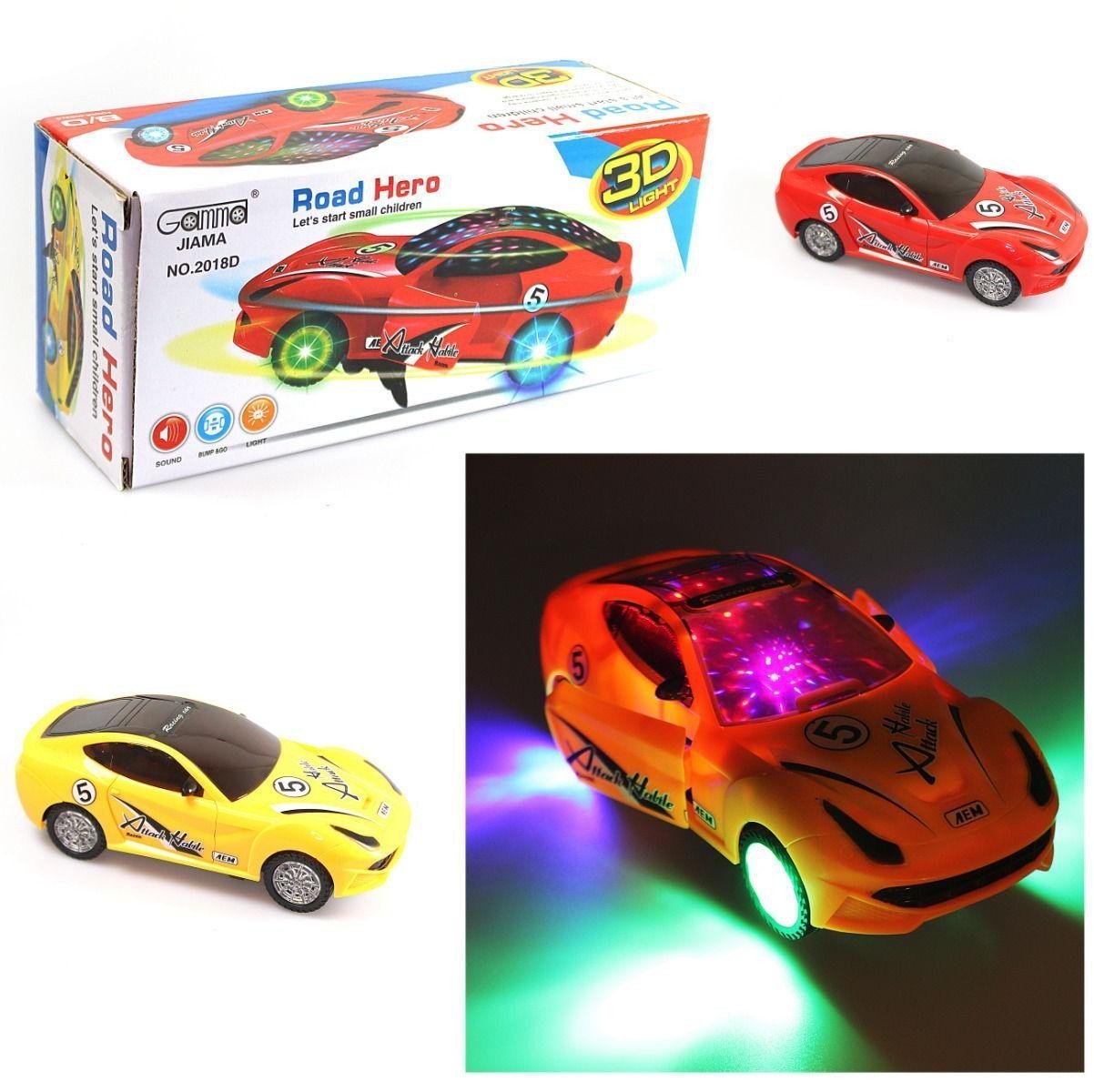 Kids ROAD HERO Bump & Go Toy Car Lights Sound (Parcel Rate)