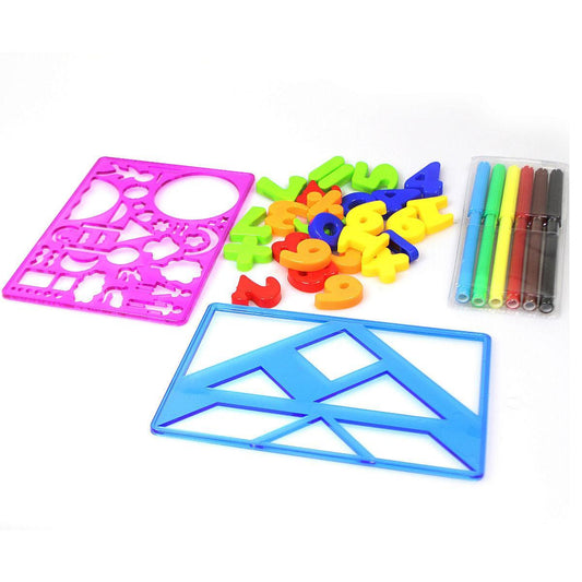 Childrens Magnetic Numbers Stencils Felt Tip Pens Set Fridge Magnets Study Home 3103 (Parcel Rate)