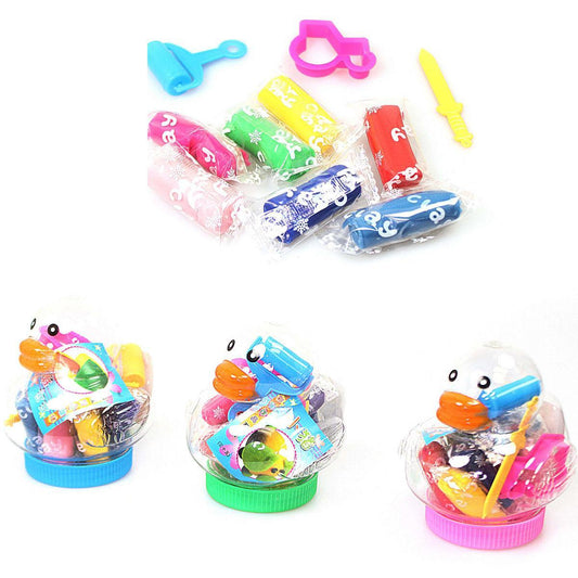 Duck Jar Plasticine Modelling Clay Kit With Tools Easy Travel Carry Handle Toy 3832 (Parcel Rate)