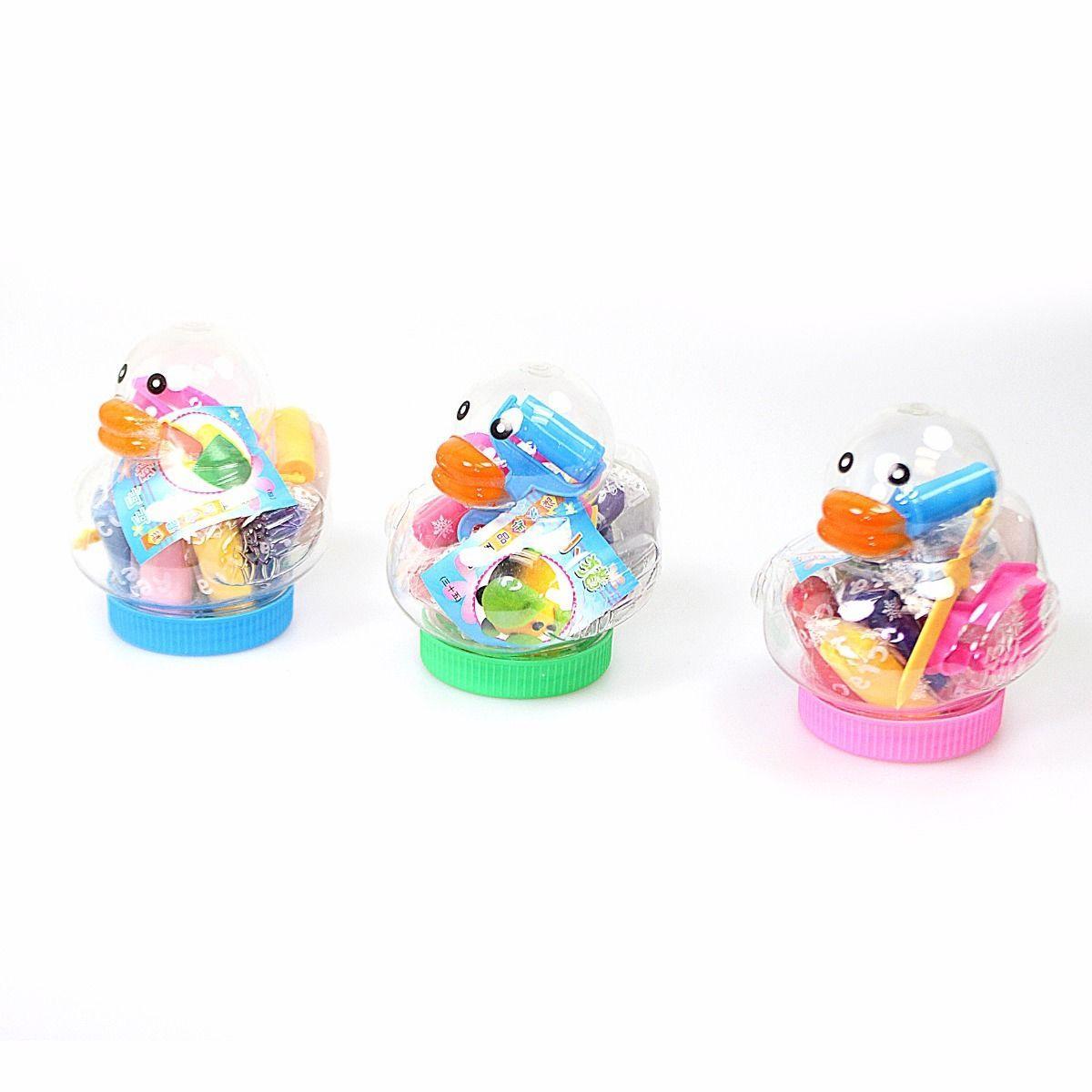 Duck Jar Plasticine Modelling Clay Kit With Tools Easy Travel Carry Handle Toy 3832 (Parcel Rate)
