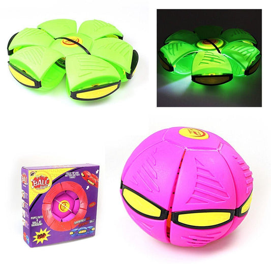 Childrens LED PHLAT BALL -Throw a Disc, Catch a Ball & LED Lights Press Together  3017 (Parcel Rate)