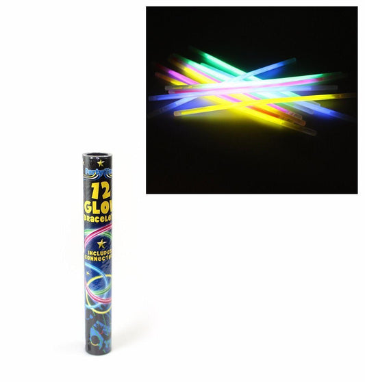 12 x Fun Glow Bracelets Party Glow Sticks Glow In The Dark Includes Connectors 9223 (Large Letter Rate)