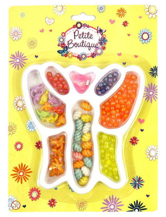 Girls Pretty Craft Beads Kit In Butterfly Tray Necklace Bracelets & Jewellery 9077 (Parcel Rate)