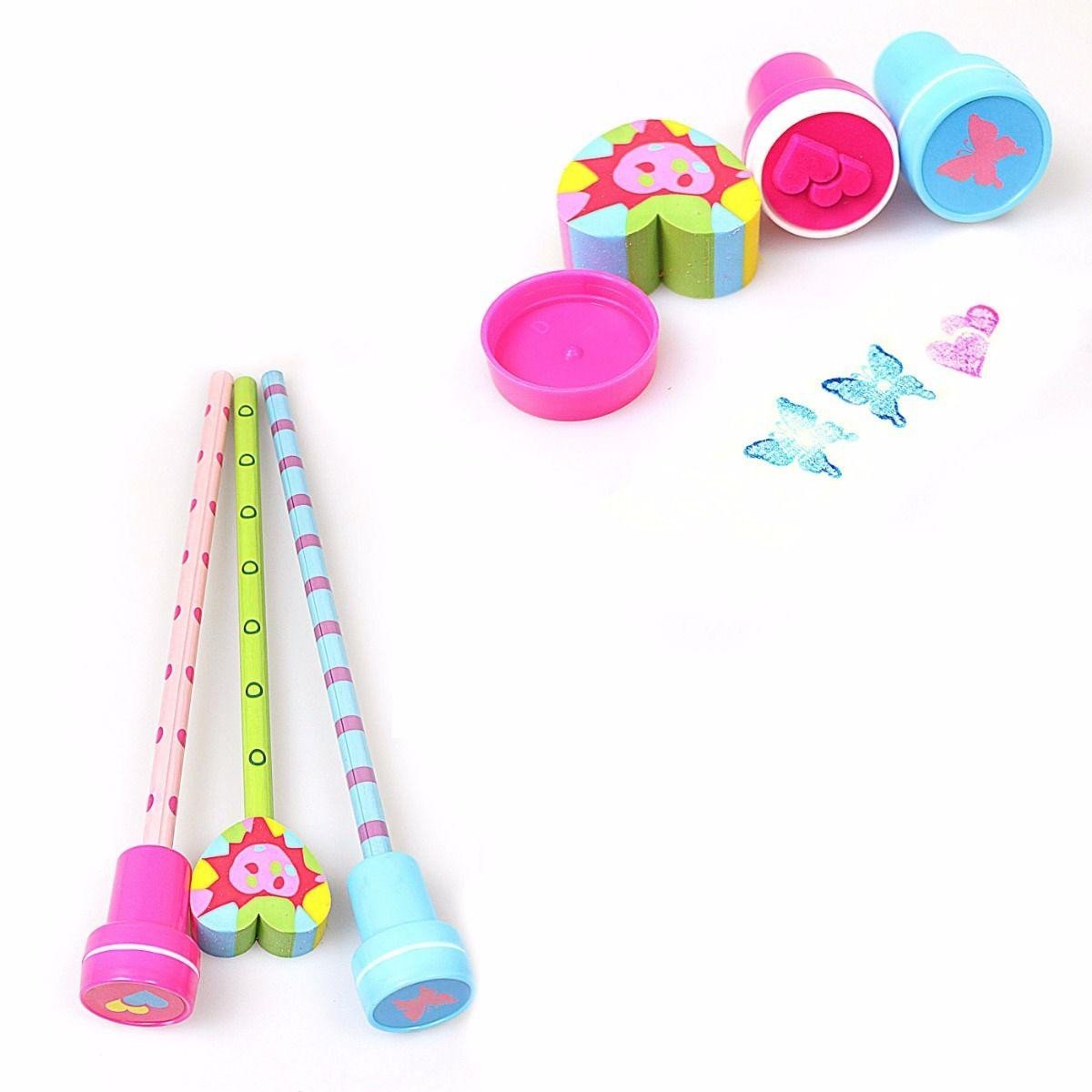 Childrens Novelty Pencil Set With Shaped Stamps  701 (Parcel Rate)