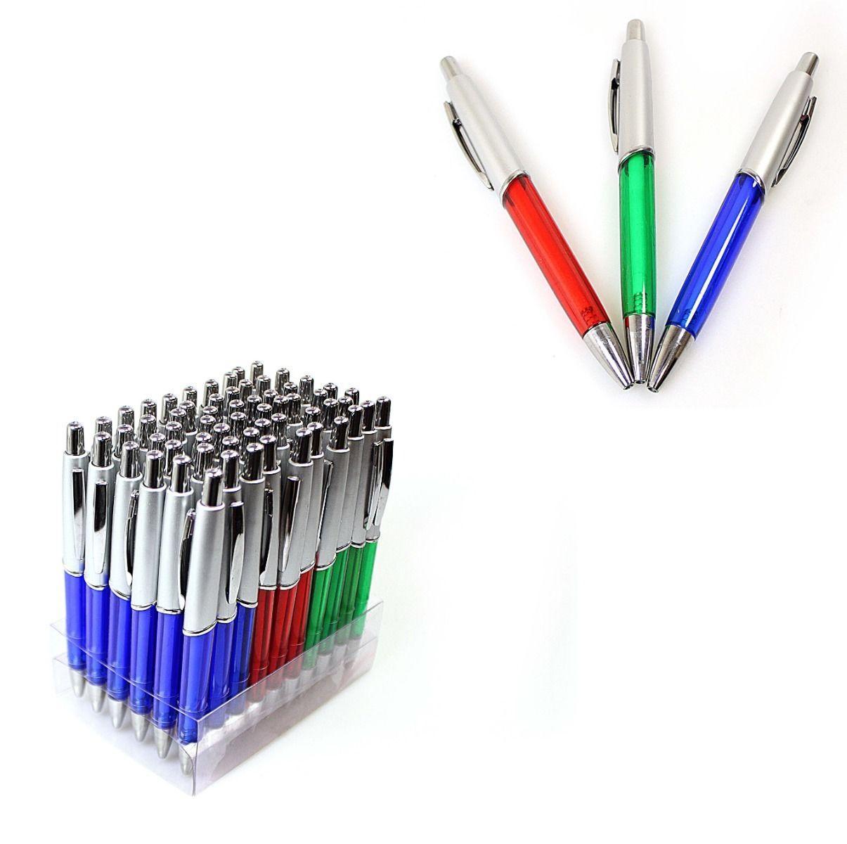 60 Pack Blue Ball Point Click Pens With Clip Holder Home School Office Stationery 3001 (Parcel Rate)
