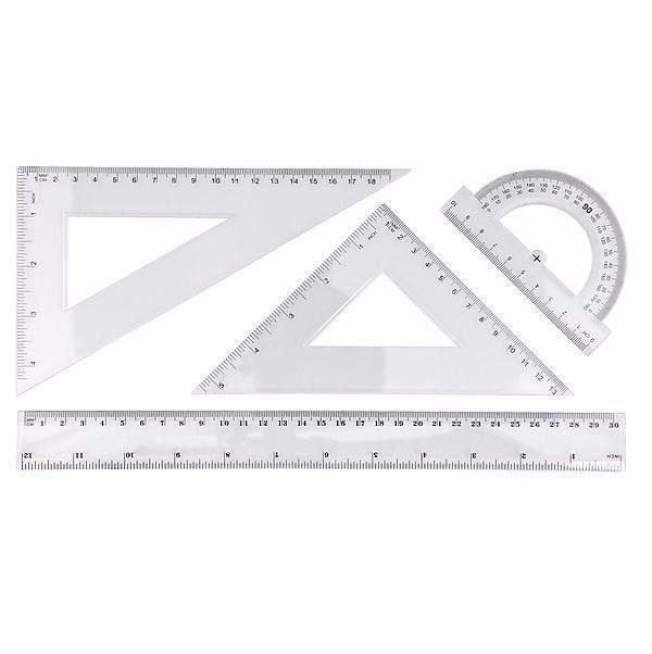 4 Piece GEOMETRY SET -Includes 30cm Ruler, Childrens Home or School Maths Set 3004 (Parcel Rate)