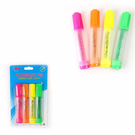Set 4 NEON FLOURESCENT HIGHLIGHTER PENS -Marker Pens, Home, School & Office  3006 (Large Letter Rate)