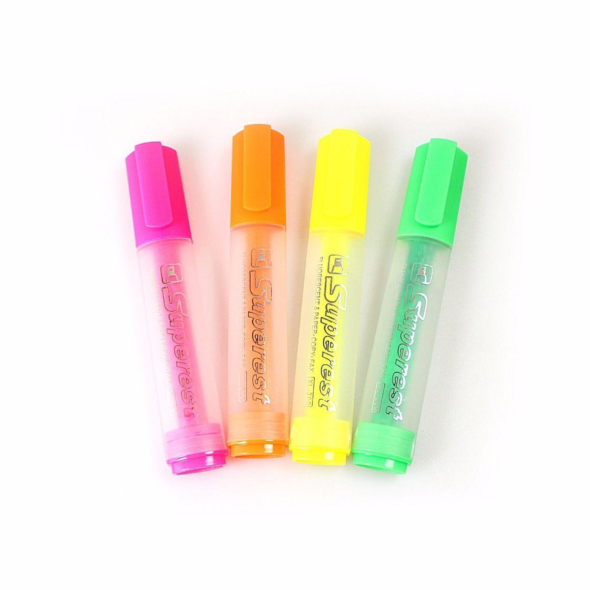 Set 4 NEON FLOURESCENT HIGHLIGHTER PENS -Marker Pens, Home, School & Office  3006 (Large Letter Rate)