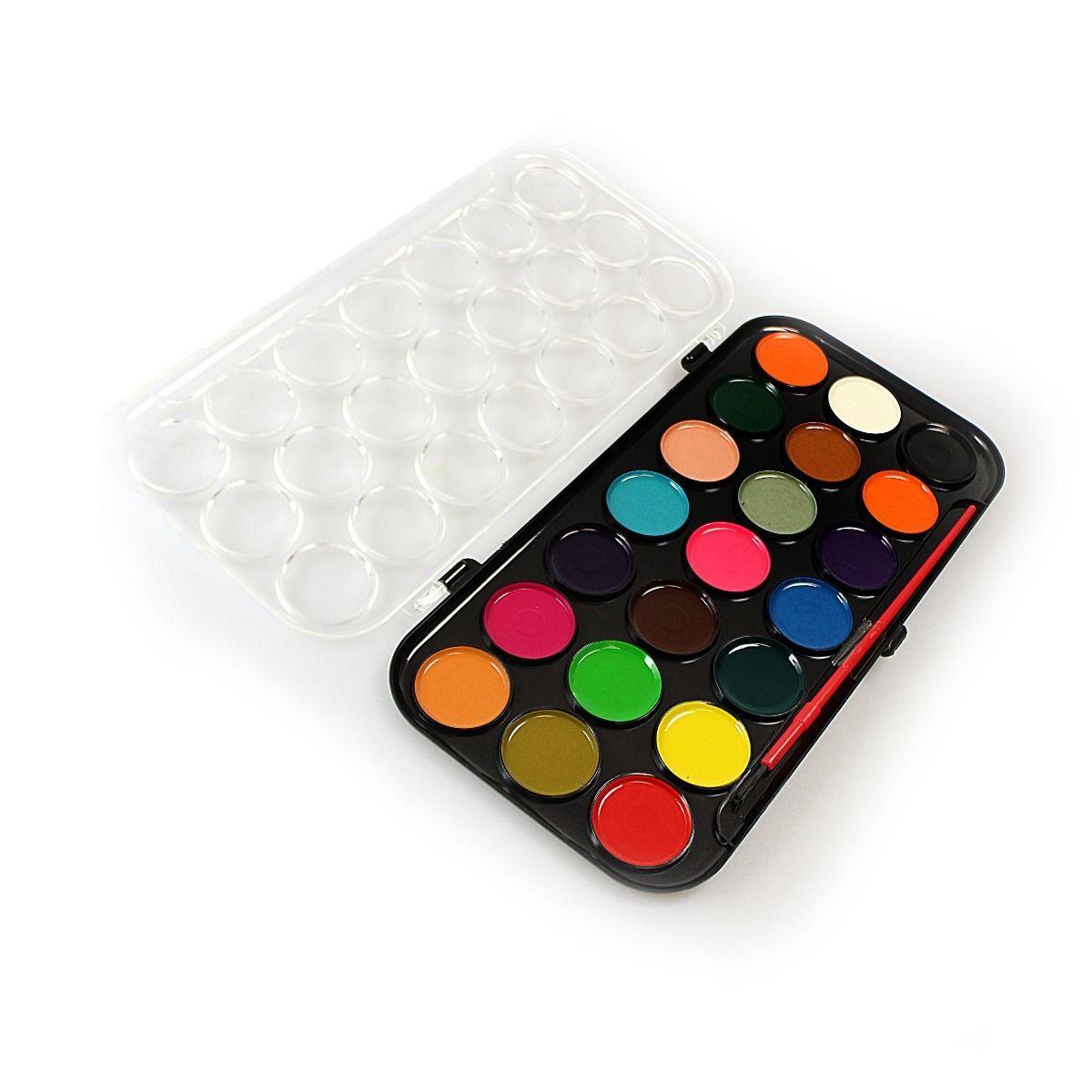 Kids 21 Colour PAINTS, BRUSH & PALETTE SET -Art Paint, Crafts, Home Or School P2179 (Large Letter Rate)