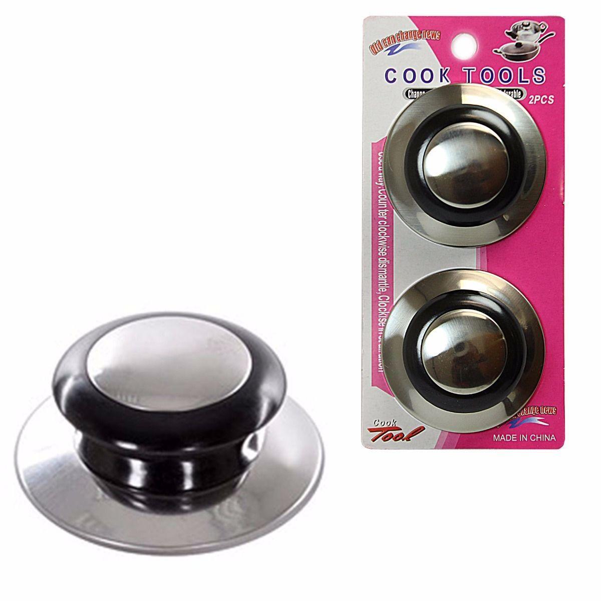 2 Silver Coloured Pan lid Knobs With Screws 2914 (Parcel Rate)